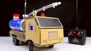 How to make RC Fire Truck from Pepsi cans and Cardboard - Diy Remote control car at home