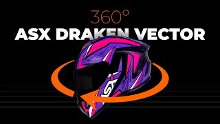 Capacete ASX Draken Vector - Preto / Lilás / Rosa  - Visual Completo em 360