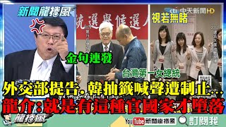 【精彩】做賊喊抓賊？韓抽籤喊聲遭制止、外交部提告　龍介仙狂飆金句嗆：就是有這種官員國家才會墮落！