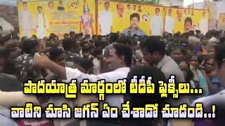 జగన్ పాదయాత్ర రూటులో ఫ్లెక్సీలతో రెచ్చగొట్టిన టీడీపీ| TDP Flexies Controversy in YS Jagan padayatra