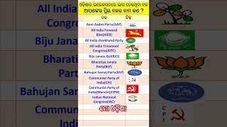 ଓଡିଶାର ସମସ୍ତ ଇଲେକ୍ସନ ପାର୍ଟି ଓ ଚିହ୍ନ || All parties name and symbols in Odisha #shorts #odisha #odia