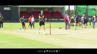 All set at the stadium! Qalandars kick off with intense warm-up drills. 🏋️‍♂️💥