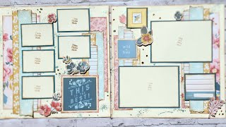 Scrappin Saturday Series week 15 \u0026 #satmornmakes .  Scrapbook Layout with Simple Stories Wildflower