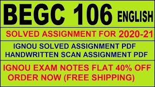 BEGC 106 in English Solved Assignment 2020-21 PDF @20rs / IGNOU EXAM NOTES, Guides 40% Flat.