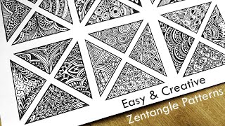 How to Zentangle | Zentangle Pattern Practice | Art to relax | Triangle Template