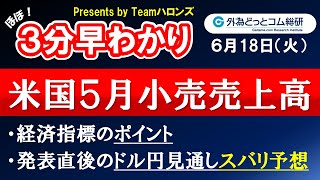 ドル/円見通しズバリ予想、３分早わかり「米国５月小売売上高」2024年６月18日発表