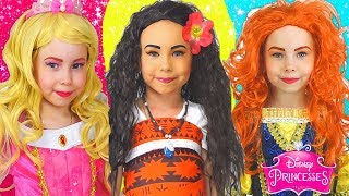 Kids Makeup & Costumes Disney Princess Dresses MOANA, Merida, Aurora, Rapunzel,Cinderella-Collection