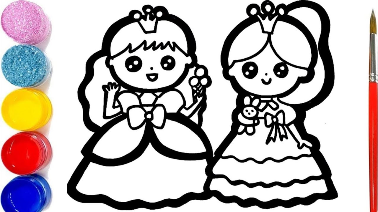 Princess Drawing Colouring Painting For Kids Toddlers Youtube