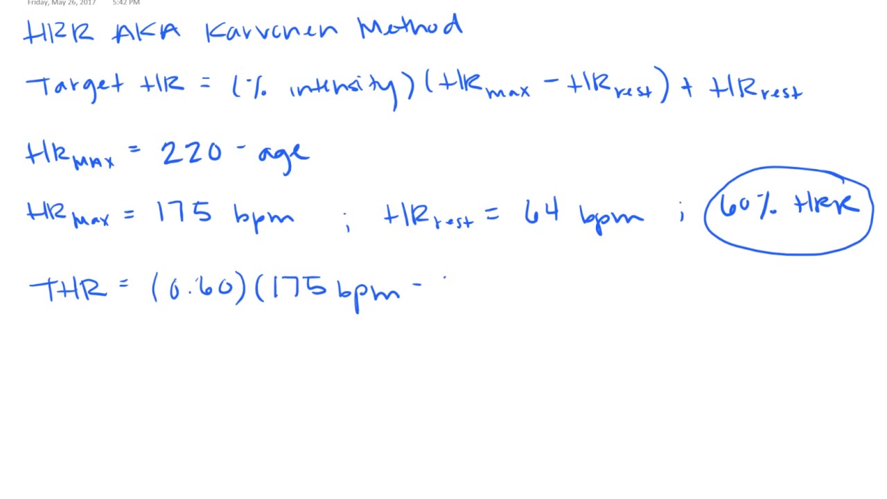 Heart Rate Reserve Calculation - YouTube