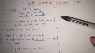 3. Uniquely Decodable Code Example | Decodable codes information theory Prefix code |Dangling suffix