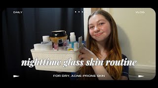 how to get glass skin 🧖🏼‍♀️ skincare routine for dry + acne prone skin