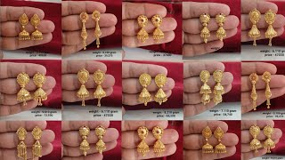 latest light weight gold Jhumki earrings designs 2024 with weight \u0026 price || new Jhumki earrings