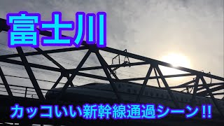 富士川橋梁で新幹線を見てきた。