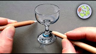 How to draw a realistic Glass - only with colored pencils
