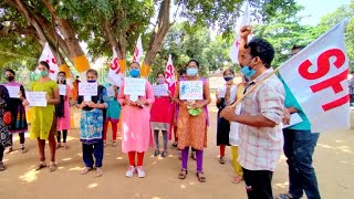 SFI Demands Exams Be Conducted For Diet Students Dharna at GandhiStatue in Visakhapatnam,Vizagvision