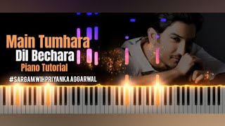 Main Tumhara Song (Dil Bechara) Piano Tutorial