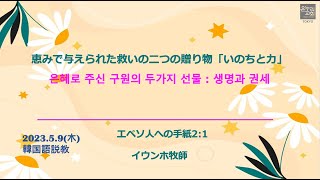 [木曜女性礼拝_韓国語］恵みで与えられた救いの二つの贈り物:いのちと力「은혜로 주신 구원의 두가지 선물 : 생명과 권세」エペソ人への手紙2:1 イウンホ牧師 2024/ 5/ 9(木)