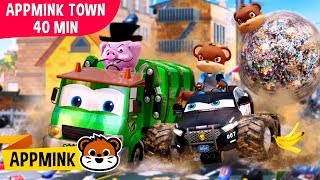 appMink Town Garbage Truck & Police Chase | Toddler Learning Educational video