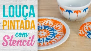 Louça pintada com stencil {Conjunto de Porcelana Personalizado}