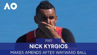 Kyrgios Makes Ammends after Wayward Ball | Australian Open 2022