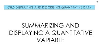 Applied Stats 3.1 Summarizing and Displaying a Quantitative Variable