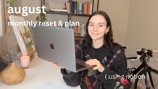 august monthly reset & plan with me | notion, setting goals, monthly reflection & youtube analytics