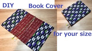 来年の手帳カバーにも　ブックカバー　なんとリバーシブル縫い方も簡単　Reversible book cover 自分サイズのブックカバー 作り方　Gift