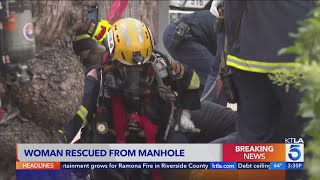 First responders pull woman rescue woman trapped down manhole in O.C.