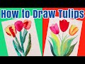 How to Draw Tulips Kids Watercolor Tutorial