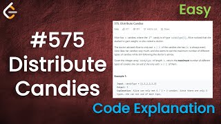 Distribute Candies | Live Coding with Explanation | Leetcode - 575