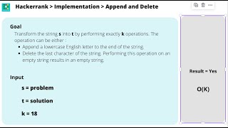 HackerRank : Append and Delete