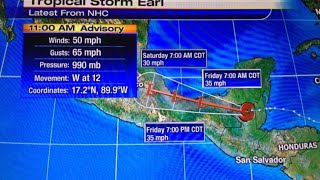 Earl weakens to Tropical Storm, Widespread showers and storms