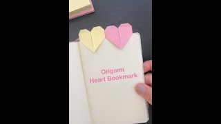 Origami Heart Bookmark with sticky note #Shorts