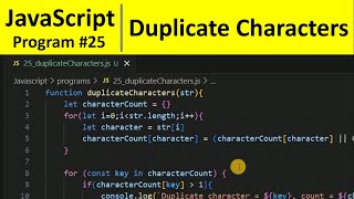 JavaScript Program 25 - Find Duplicate Characters in a String in JavaScript