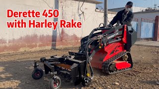 Derette 450 Mini Skid Steer with Harley Rake