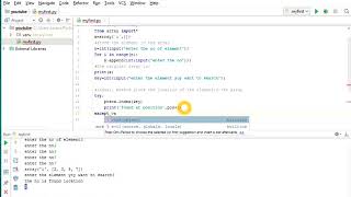 PYTHON Program to searching an array for an element using Index() method