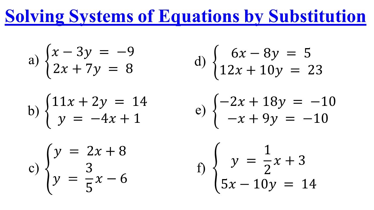 Solving System Of Equations By Substitution Worksheet Adriansonfifth