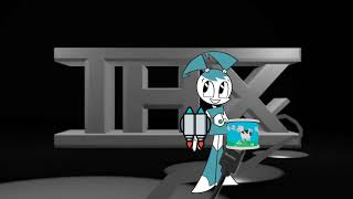 THX cow can logo, but it's Jenny the teenage robot