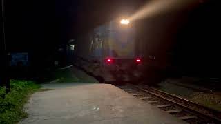 Rajshahi Bound Intercity Train 734/Down Titumir Express Passing Dark Night In Raninagar Station