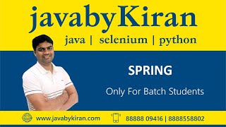 SPRING session Part 1.1- JAVA BY KIRAN | JAVA | SELENIUM | PYTHON