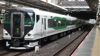 E257系5500番台OM-55編成臨時特急あしかが大藤まつり2号返却回送ミュージックホーンを鳴らして大宮駅発車