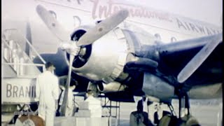 Braniff Douglas DC-4 Boarding and Takeoff at McAllen, Texas MFE 1949