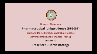 Pharmaceutical Jurisprudence|Drug and Magic Remedies Act: Objectionable Advertisement and Penalties|