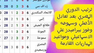 جدول ترتيب الدوري المصري بعد تعادل الأهلي وسموحه وفوز بيراميدز ومواعيد المباريات القادمة