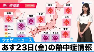 あす7月23日(金)の熱中症情報