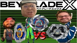 Beyblade X: Rex Jura VS Khrome Ryugu VS Meiko Myoden