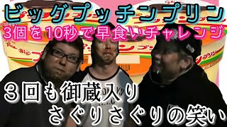 ビッグプッチンプリン３個を10秒で早食いチャレンジ！！