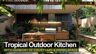 Creating Courtyard Harmony: Crafting a Contemporary Tropical Outdoor Kitchen Dining Space