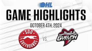 OHL Highlights: Sault Ste. Marie Greyhounds @ Guelph Storm Oct. 4, 2024