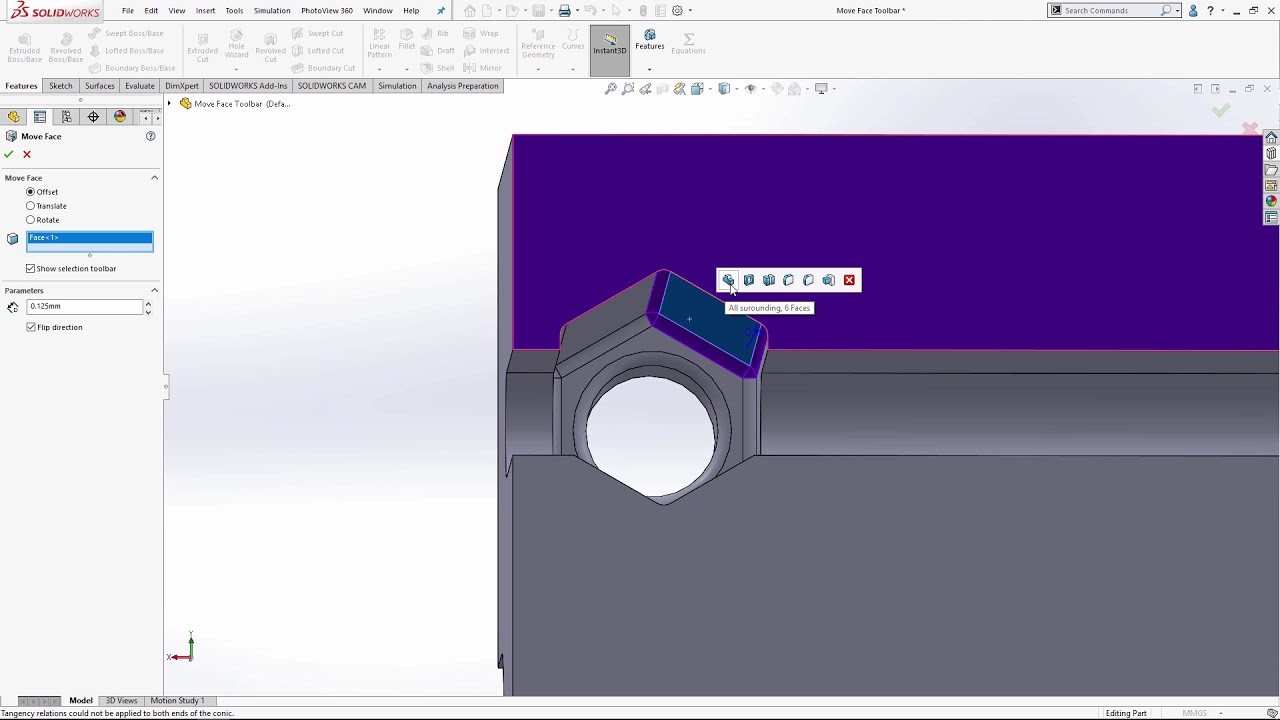 SOLIDWORKS - Face Selection Toolbar - YouTube